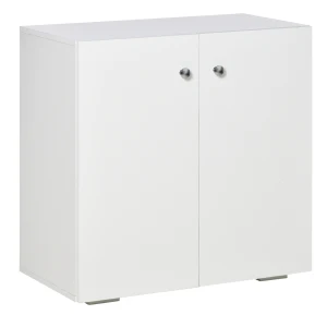 HOMCOM Storage Cabinet with 2 Shelves and Doors, Wooden Sideboard, Freestanding Kitchen Cupboard, Bookcase for Living Room, Hallway and Kitchen, White