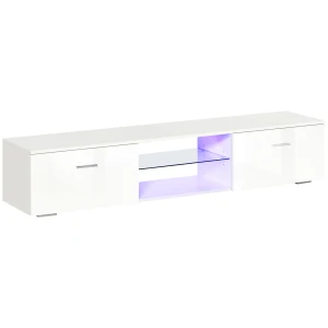 HOMCOM TV Stand Cabinet with High Gloss Front Door, LED RGB Lights and Remote Control for TVs up to 55