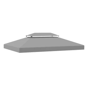 Outsunny Gazebo Replacement Canopy 3x4m, 2 Tier Roof, UV Protection Cover, Outdoor Awning, Light Grey.