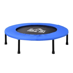 HOMCOM Trampoline Aerobic Rebounder Indoor Outdoor Fitness Round Jumper 91cm, Compact, w/ Sponge Edge, Blue