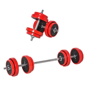 HOMCOM Adjustable Dumbbell & Barbell Set, 20KGS, Strength Training, Muscle Exercise, Fitness Plate, Bar Clamp, Home Gym, Sports Area