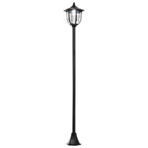 Outsunny 1.77m Tall Free-Standing ABS Garden Solar LED Lamp Post Black