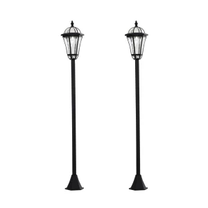 Outsunny Solar Powered LED Garden Lamp Post, 2 PCS Lantern for Patio Pathway, Water-Resistant, Auto Switch, Black