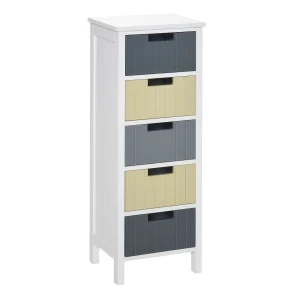 HOMCOM Tall Chest of Drawers, Storage Tower, Dresser Chest w/ 5 Detachable Drawers, Wood Top, Organizer Unit for Closets Bedroom Nursery Room Hallway
