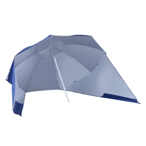 Outsunny 2m Beach Umbrella, Sport Parasol with UV Protection, Coated Blue Polyester & Steel