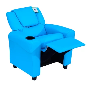 HOMCOM Childrens Recliner Armchair W/ Cup Holder-Blue