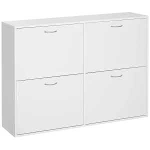 HOMCOM Shoe Cabinet, 120Lx24Wx81H cm, Particle Board-White