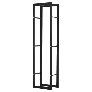 HOMCOM 150cm Tall Metal Firewood Log Holder Rack Double Tier w/ Balanced Base Side Rails Indoor Outdoor Traditional Fireplace Log Storage Cradle