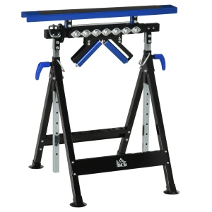 HOMCOM Multi-Function 4 in 1 Workbench Work Table, Ball Support Stand and Roller Trestle, Height Adjustable, Steel Frame