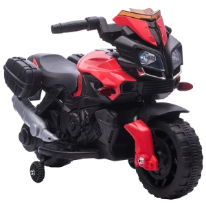 HOMCOM Kids Electric Pedal Motorcycle Ride-On Toy Battery Powered Rechargeable 6V Realistic Sounds 3 km/h Max Speed for Girls Boy 18-48 months Red