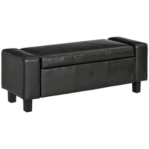 HOMCOM PU Leather Upholstered Flip-Lip Ottoman Black