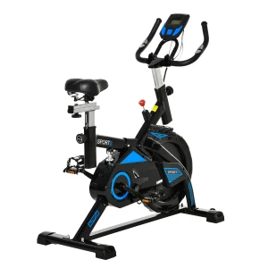 HOMCOM Stationary Exercise Bike w/ iPad Holder, LCD Monitor, Comfortable Seat, Indoor Cycling Training Bike, 13KG Flywheel,  Home Office, Black