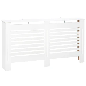 HOMCOM MDF White Painted Radiator Cover Slatted Cabinet Shelving Display Horizontal Style Modern Piece 172L x 19W x 81H cm