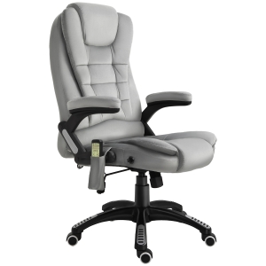 Vinsetto fotel do masażu, krzesło biurowe z funkcją masażu, krzesło do gier, fotel biurowy z regulacją wysokości, ergonomiczne krzesło obrotowe, kółka z PU, kolor szary, 67 x 74 x 107–116 cm krzesło dyrektorskie krzesło obrotowe