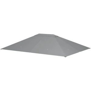 Outsunny 3 x 4m Gazebo Canopy Replacement Cover, Gazebo Roof Replacement (TOP COVER ONLY), Light Grey
