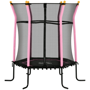 HOMCOM 5ft Netted Trampoline Pink, Childrens Mini Trampoline, W/ Enclosure Age 3 - 10 Years