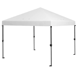 Outsunny 3 x 3(m) Pop Up Gazebo, 1 Person Easy up Marquee Party Tent with 1-Button Push, Adjustable Straight Legs, Stakes, Ropes,