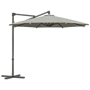 Outsunny 3 m Cantilever Banana Parasol with Cross Base, 360Â° Rotation Patio Umbrella with Crank Handle, Tilt, Beige