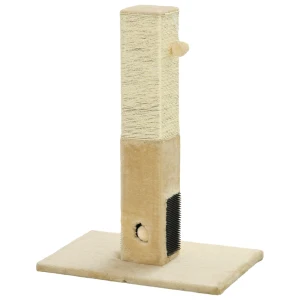 PawHut Interactive Cat Scratching Post, Jute Material with Carpet Base and Hanging Toy, Beige
