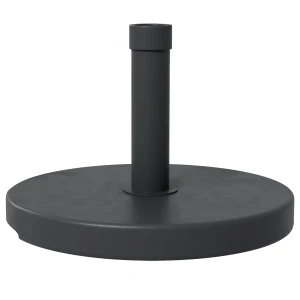 Outsunny Concrete Umbrella Base, 15kg Parasol Stand with Rattan Effect, 46.5cm Diameter, Heavy Duty for Outdoor Patio, Grey