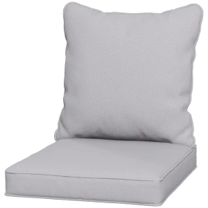 Outsunny Replacement Cushion Pillow for Patio Chair, Indoor Outdoor Seat and Back Cushion Set, Light Grey