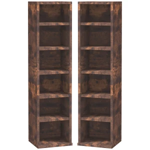HOMCOM CD Media Display Shelf Unit Tower Rack with Adjustable Shelves, Set of 2