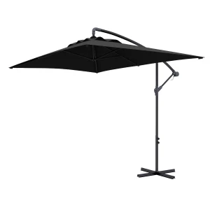 Outsunny 3x2m Cantilever Parasol with Cross Base, Banana Parasol with Crank Handle and 6 Ribs, Rectangular Hanging Patio Umbrella