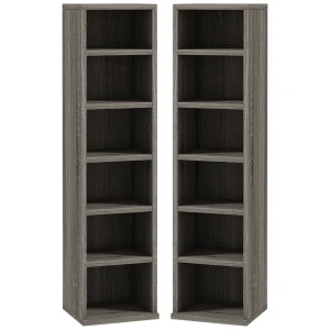 HOMCOM CD Media Display Shelf Unit Tower Rack with Adjustable Shelves, Set of 2
