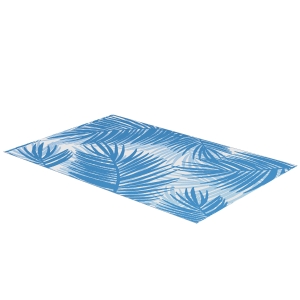 Outsunny Waterdicht Buiten Vloerkleed, Bladeren Patroon, 182x274cm, Blauw/Crème