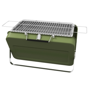 Outsunny Opvouwbare Mini-Houtskoolbarbecue met Koffer, Inclusief Kolenbak en Asopvangbak, Metalen Behuizing, Groen