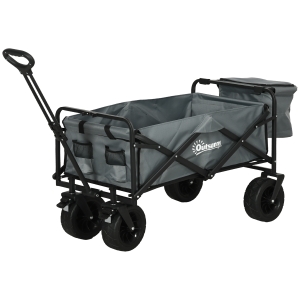 Outsunny Opvouwbare Bolderkar met Koeltas - Stalen Frame - Draagvermogen tot 100 kg - Afmetingen 113x57x77-100 cm - Donkergrijs