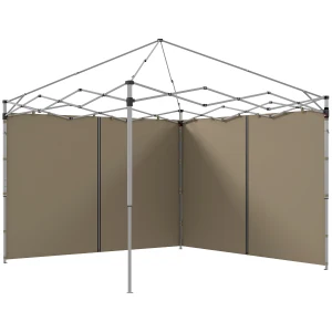 Outsunny Gazebo Side Panels, 2 Pack with Zipped Doors, Replacement for 3x3m or 3x6m Pop Up Gazebos, Beige