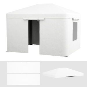 Outsunny Vervangend dak voor paviljoen, vervangende luifel, weerbestendig, 360 x 300 x 270 cm, wit