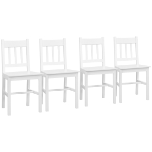 HOMCOM Set van 4 Eetkamerstoelen Keukenstoelen Stoelen, Massief Hout, 41 cm x 46,5 cm x 85,5 cm, Wit
