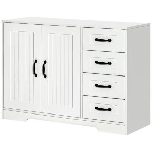 HOMCOM Sideboard Dressoir, Modern Stijl, 4 Lades, 1 Kast, 105 cm x 40 cm x 76 cm, Wit