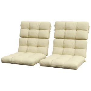 Outsunny Replacement Seat Cushion Set with Backrest for Garden Patio Chairs, Ties Included, Beige