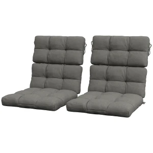 Outsunny Garden Patio Chair Cushions Set of 2 with Backrest, Seat Pad Replacement with Ties, Charcoal Grey