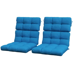 Outsunny Garden Chair Cushions, 2-Piece Set with Backrest, Patio Seat Pads with Ties, Turquoise Green