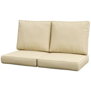 Outsunny Patio Chair Cushions, 3-Piece Back and Seat Cushion Set for Indoor Outdoor Use, Beige