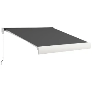 Outsunny 3 x 2.5m Electric Retractable Awning with Remote Controller, Aluminium Frame Sun Canopies for Patio Door Window