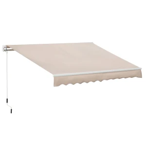 Outsunny Window Awning Canopy Garden Outdoor Shelter Patio Sun Shade UV Blocker Light Weight Aluminium Frame w/ Hand Crank 3 x 2m Beige