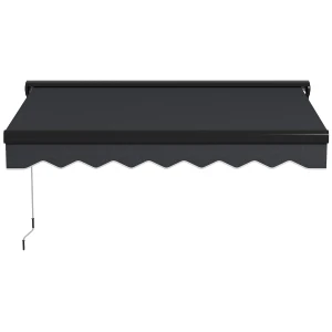 Outsunny 2.5 x 2m Electric Awning with LED Light, Aluminium Frame Retractable Awning Sun Canopies for Patio Door Window