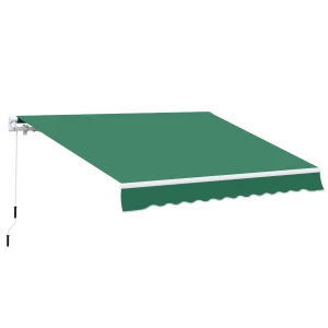 Outsunny Manual Retractable Awning, Garden Patio Sun Shade Shelter, 4m x 3m, Durable, Green