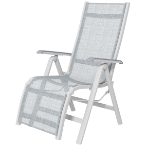 Outsunny Fotel ogrodowy Outdoor Lounge, Leżak ogrodowy, odporny na warunki atmosferyczne, 62 cm x 96 cm x 108 cm, Szary + Biały
