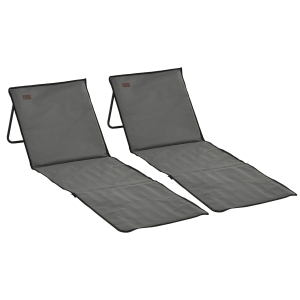 Outsunny Opvouwbare Ligstoel met Verstelbare Rugleuning, Zijvak, Zacht Kussen, Stalen Frame, Grijs, 142x51x40cm