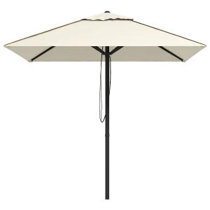 Outsunny Garden Market Parasol, Patio Umbrella with Vent, Sun Shade Canopy with Piping Side, Table Compatible, Beige