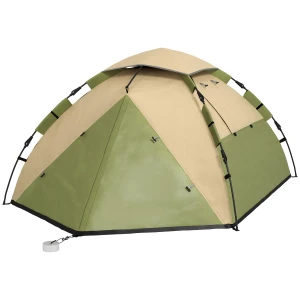 Outsunny Portable Family Camping Tent for 3-4 Persons, 2000mm Waterproof, Quick Setup with Carry Bag, Dark Green