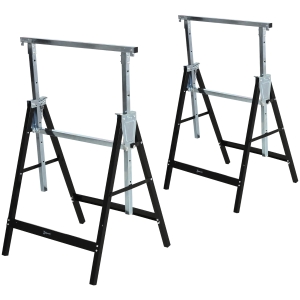 DURHAND zaagbok, werkbank, in hoogte verstelbaar, inklapbaar, metaal, zwart, 68 x 56 x 80-130 cm, belastbaarheid 200kg zaagbok werkbank in hoogte verstelbaar inklapbaar metaal zwart belastbaar | Aosom.de