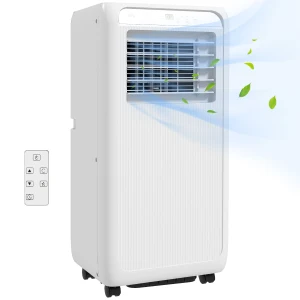 HOMCOM 7,000 BTU Mobile Air Conditioner for Room up to 15mÂ², with Dehumidifier, 24H Timer, Wheels, Window Mount Kit
