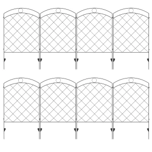 Outsunny Decorative Garden Fencing, 43in x 11.4ft Outdoor Picket Fence Panels, 8PCs Rustproof Steel Wire Landscape Flower Bed Border Edging